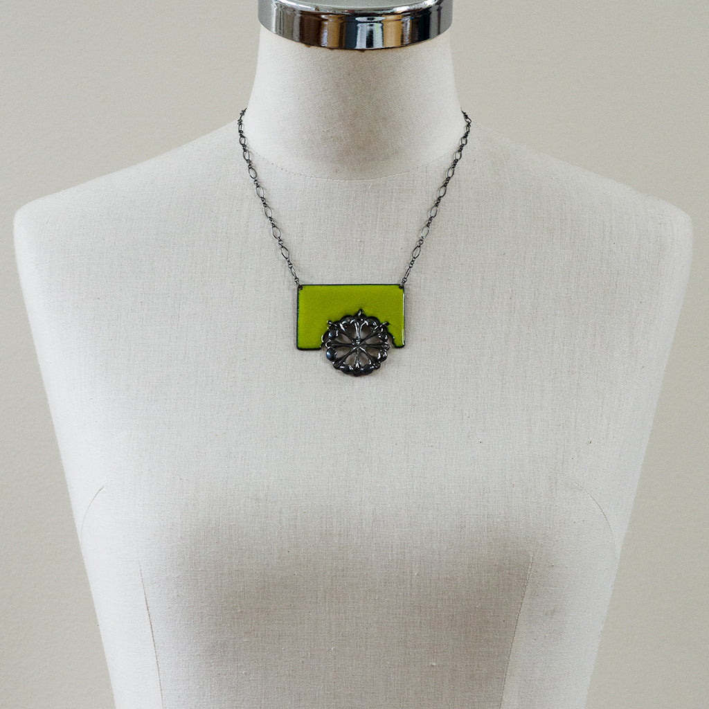 Blue and Chartreuse Reversible Necklace