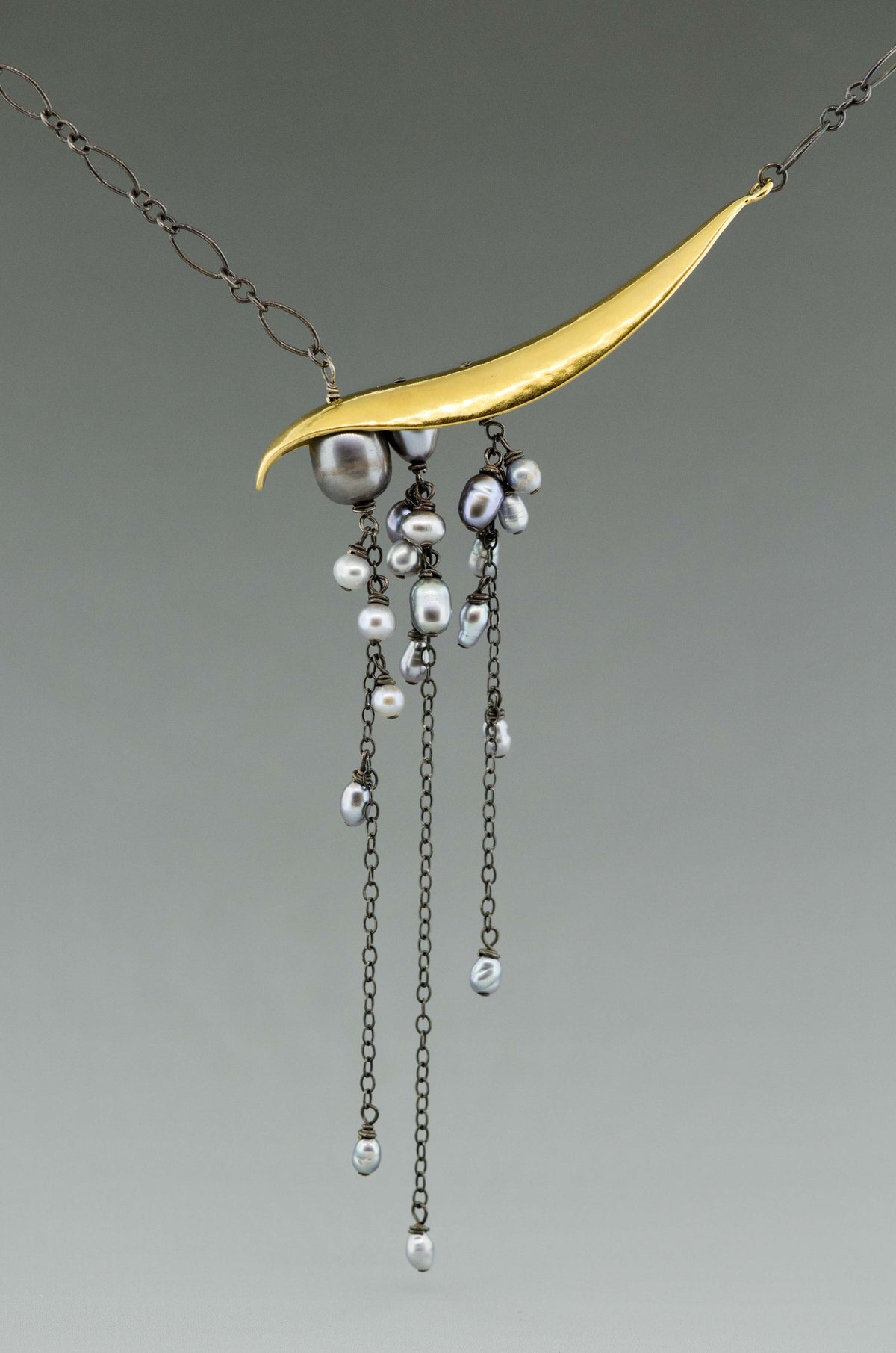 Large Angled Pearl Drop Necklace