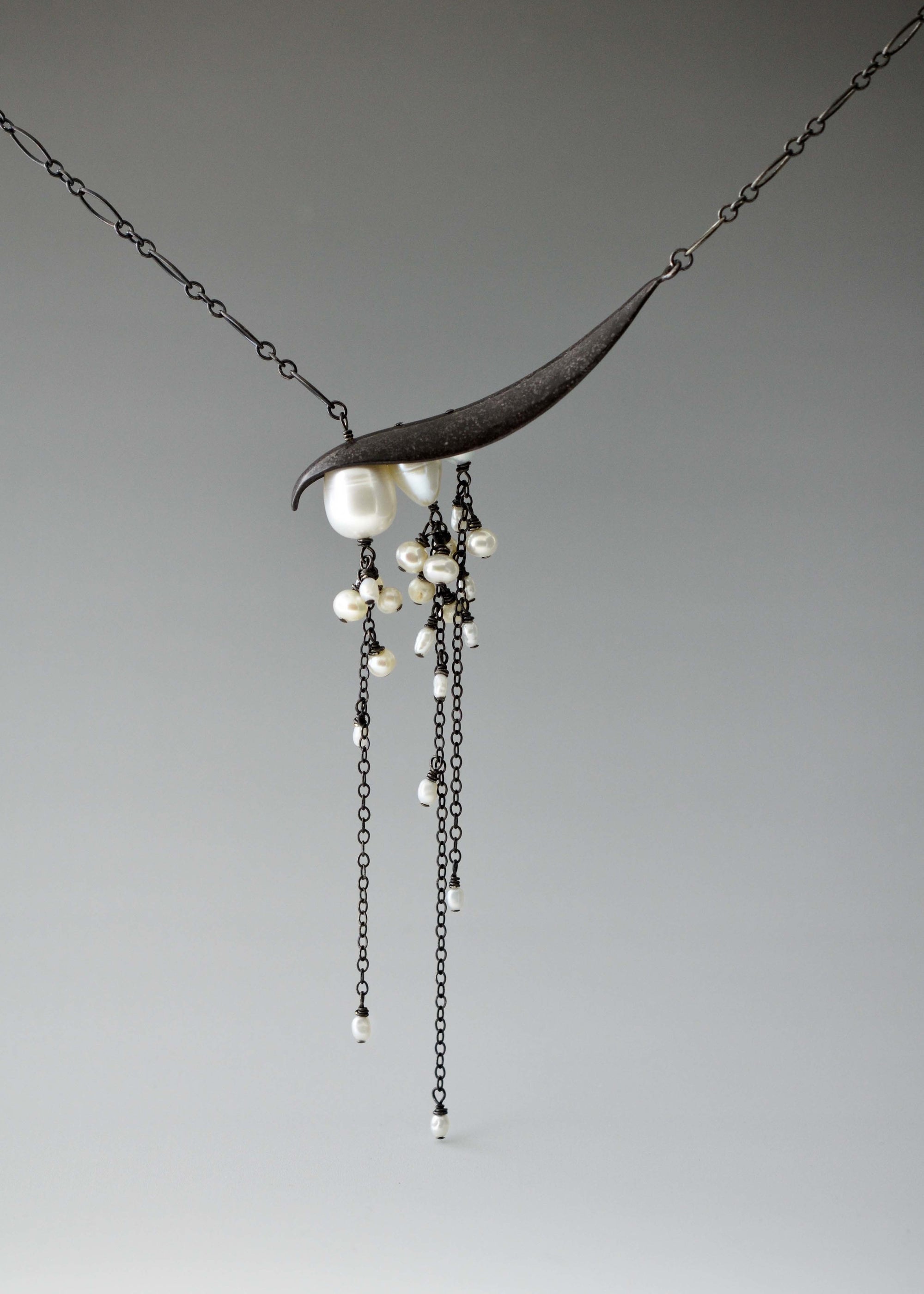 Large Angled Pearl Drop Necklace