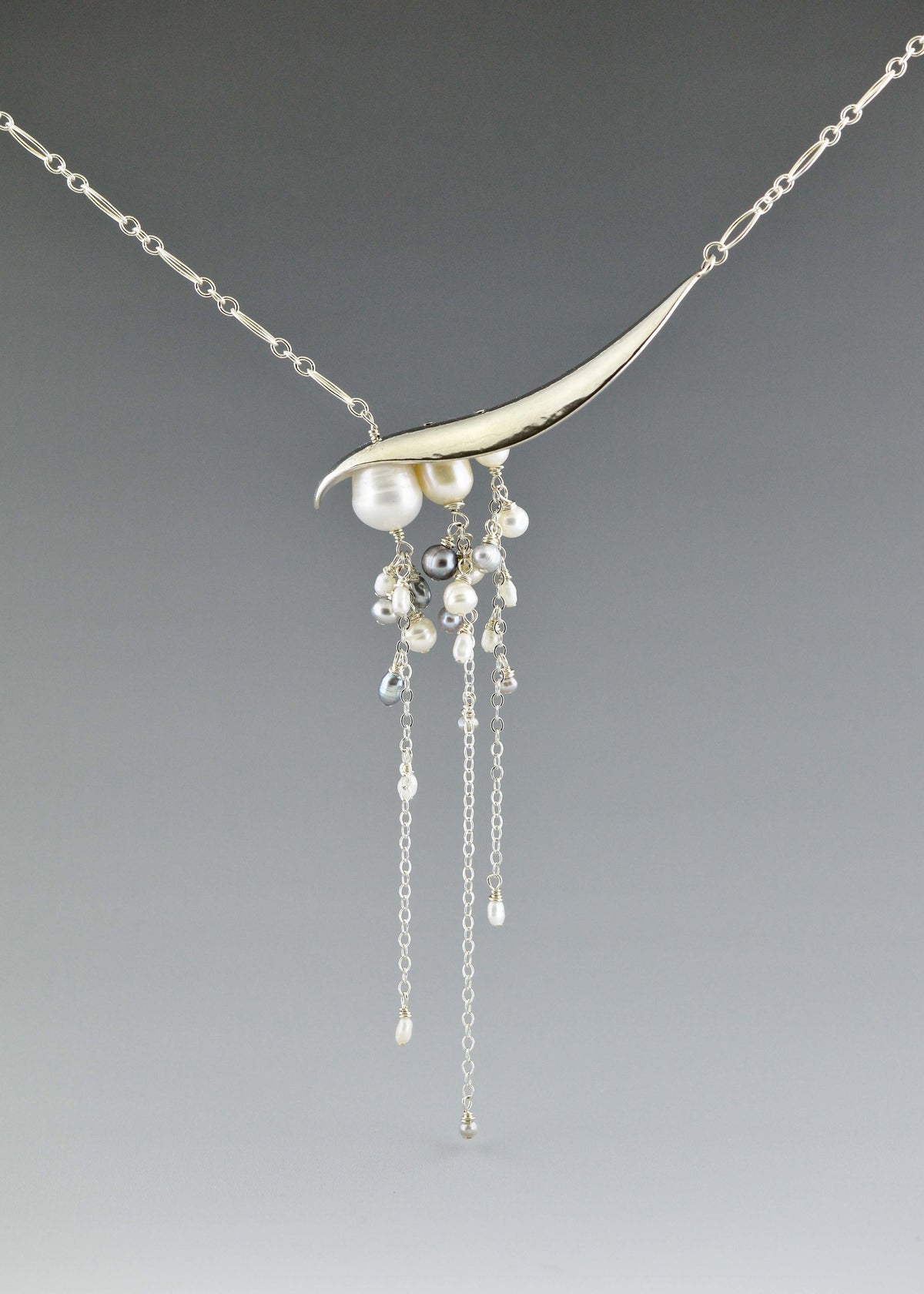 Large Angled Pearl Drop Necklace