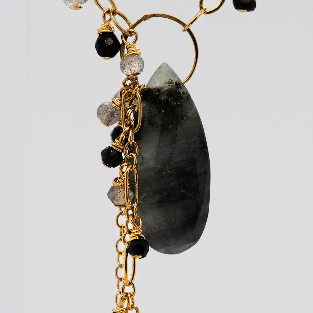 Grey Cat's Eye Gold Necklace