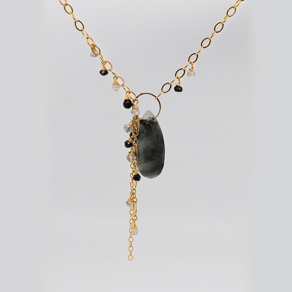 Grey Cat's Eye Gold Necklace