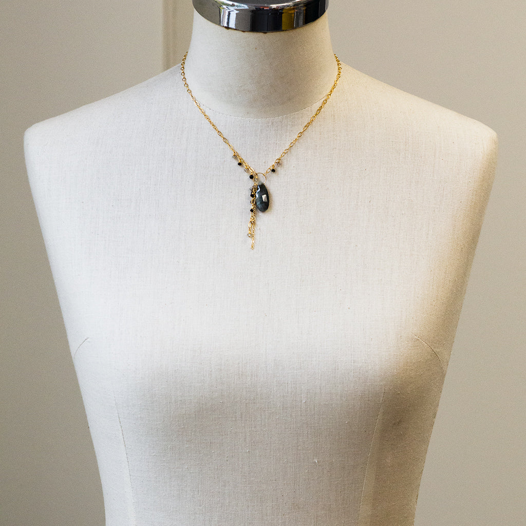 Grey Cat's Eye Gold Necklace