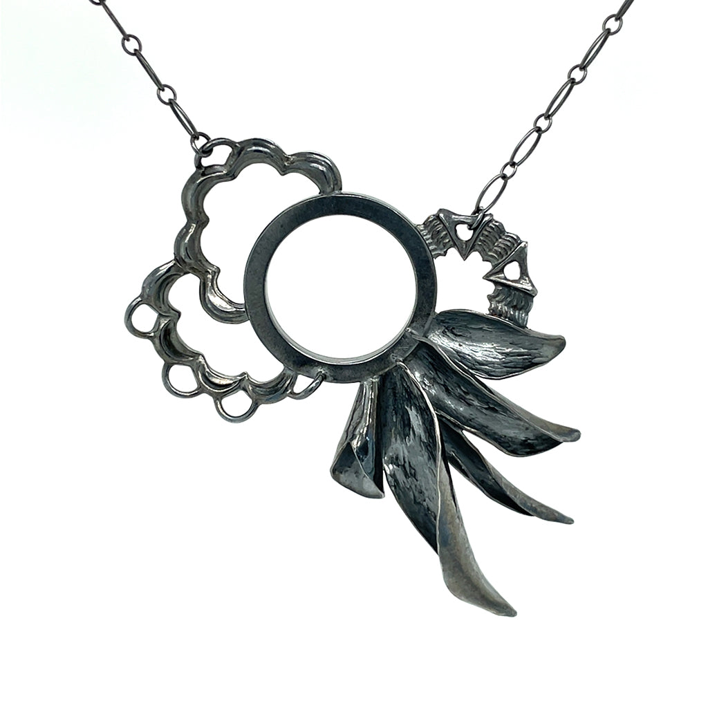 Night Bloom, one of a kind silver necklace