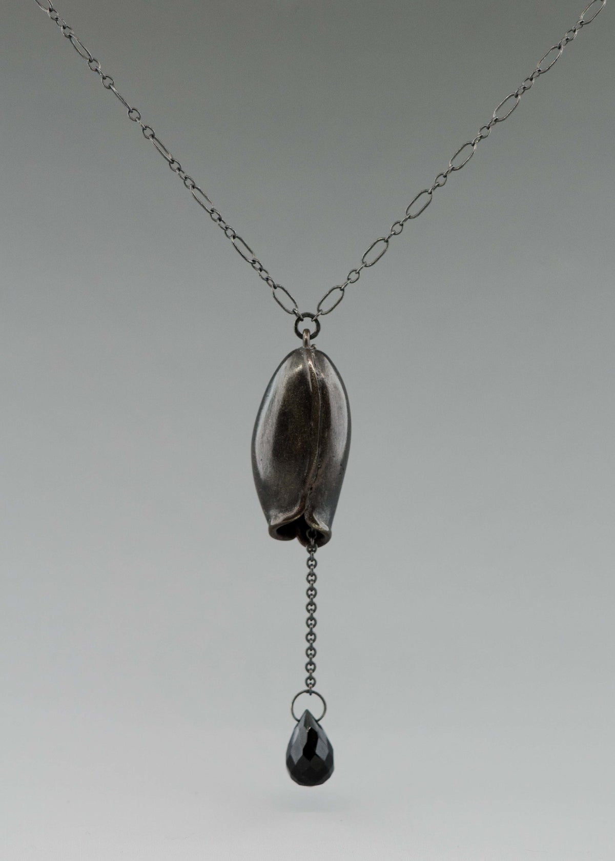 Long pod and black onyx necklace