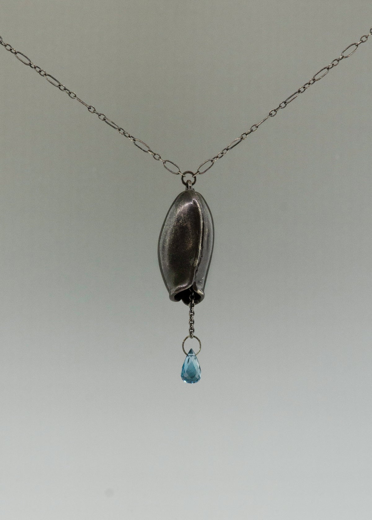 Long pod and Blue topaz necklace