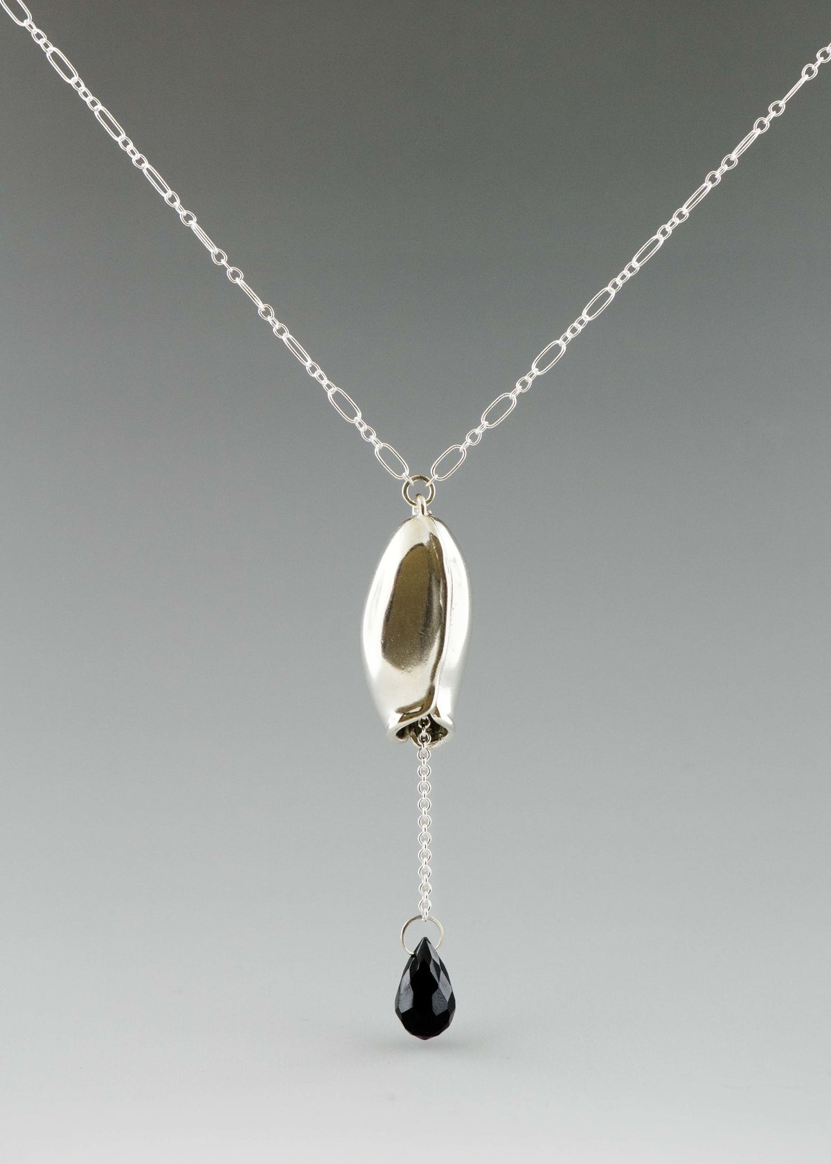 Long pod and black onyx necklace