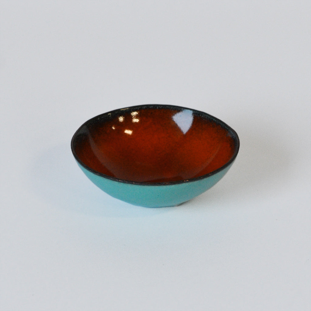 Round Bitty Bowl, copper enamelware - CG Sculpture and Jewelry