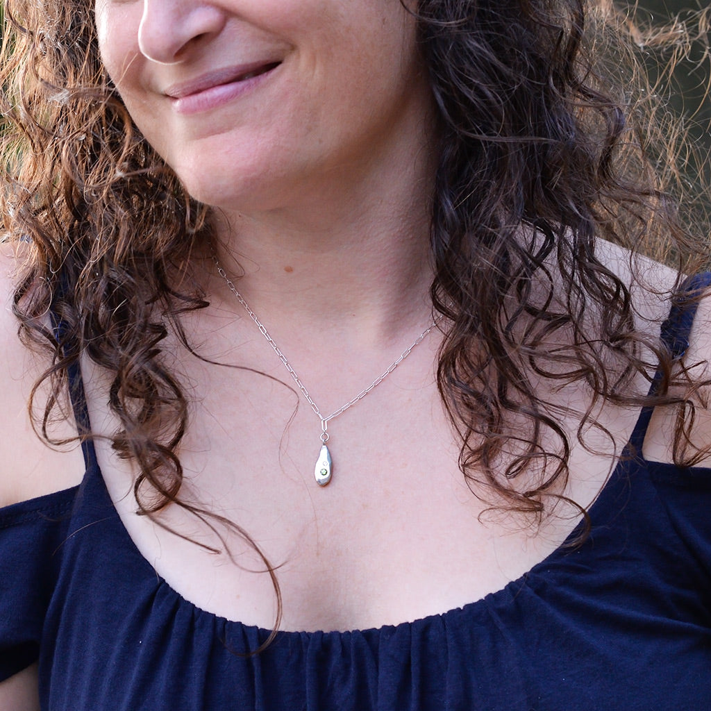 Strength Droplet Necklace with Diamond and Birthstone