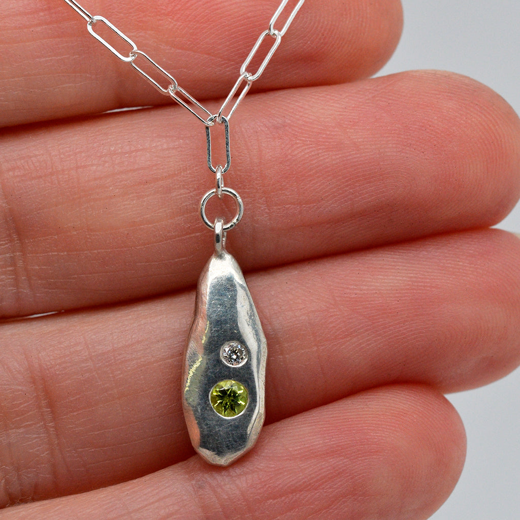 Strength Droplet Necklace with Diamond and Birthstone