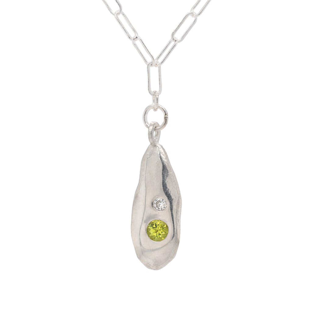 Strength Droplet Necklace with Diamond and Birthstone