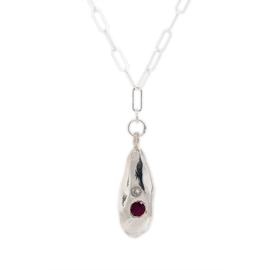 Strength Droplet Necklace with Diamond and Birthstone