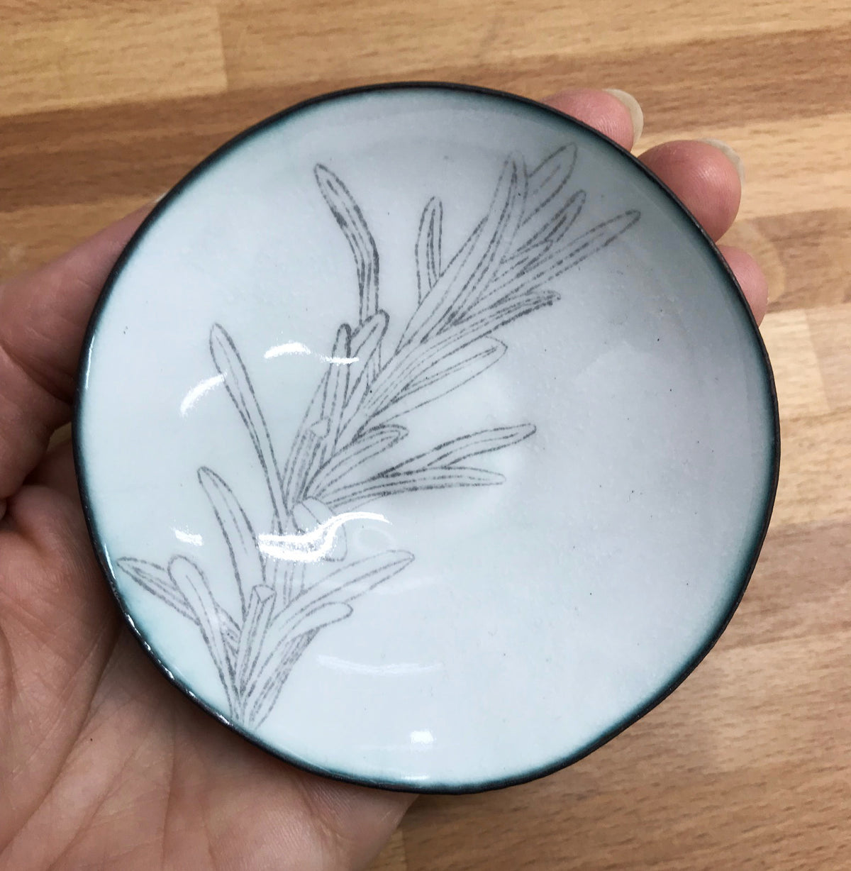 Herb Enamelware Bowls, handmade art gift for the kitchen