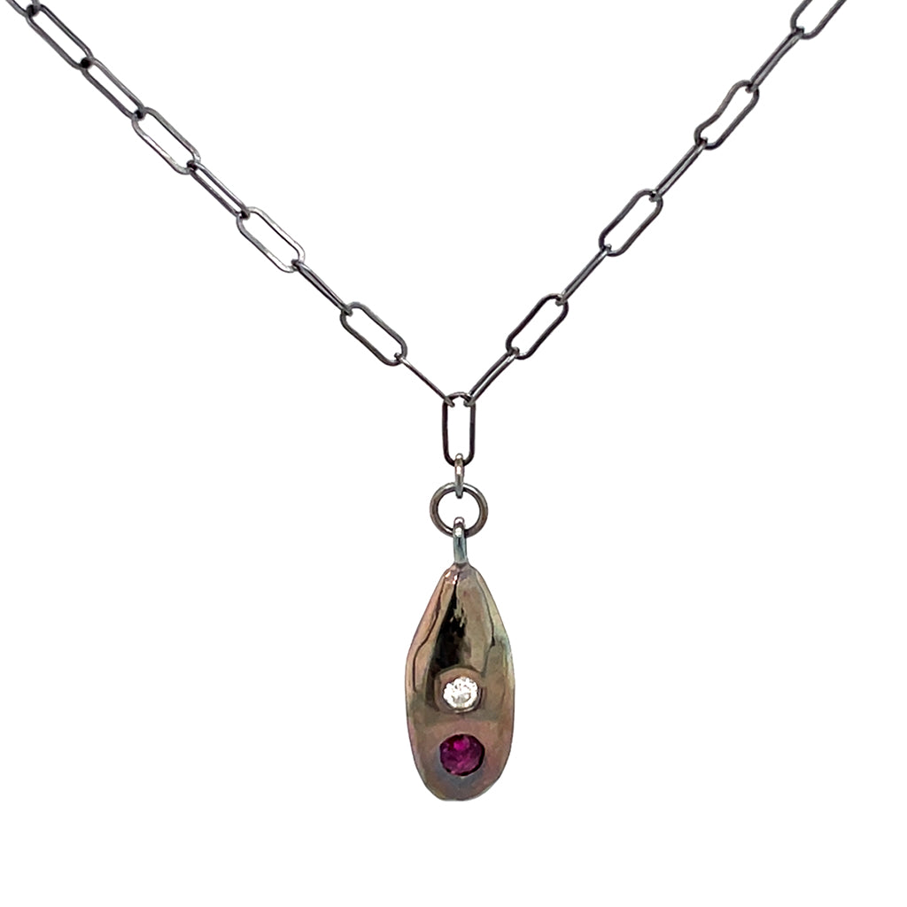 Strength Droplet Necklace with Diamond and Birthstone