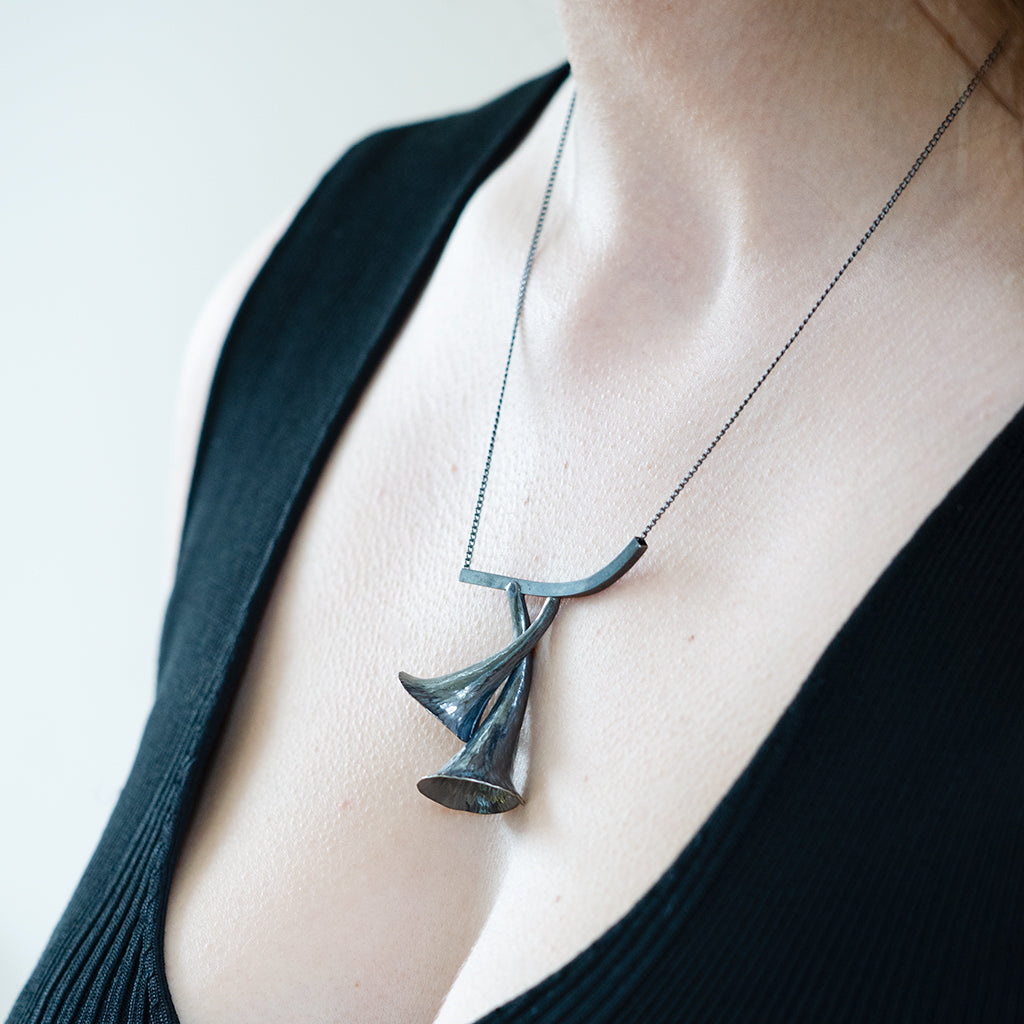Listen, one of a kind sculptural necklace